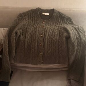 Favorite Daughter Cable Knit Cardigan - drank green